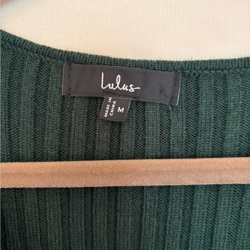 Lulus Warm Emotions Emerald Green Skater Midi Sweater Dress - Size M - Picture 3 of 4